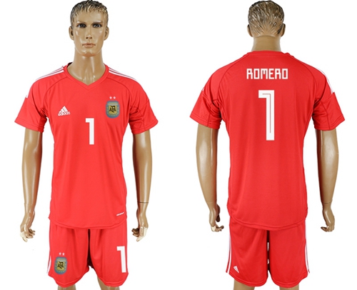 Argentina #1 Romero Red Goalkeeper Soccer Country Jersey - Click Image to Close